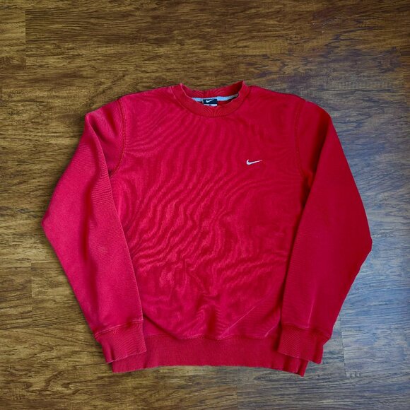 Nike Sweatshirt Men’s Medium Sportswear Classic Club Fleece Crewneck Red - Picture 1 of 5